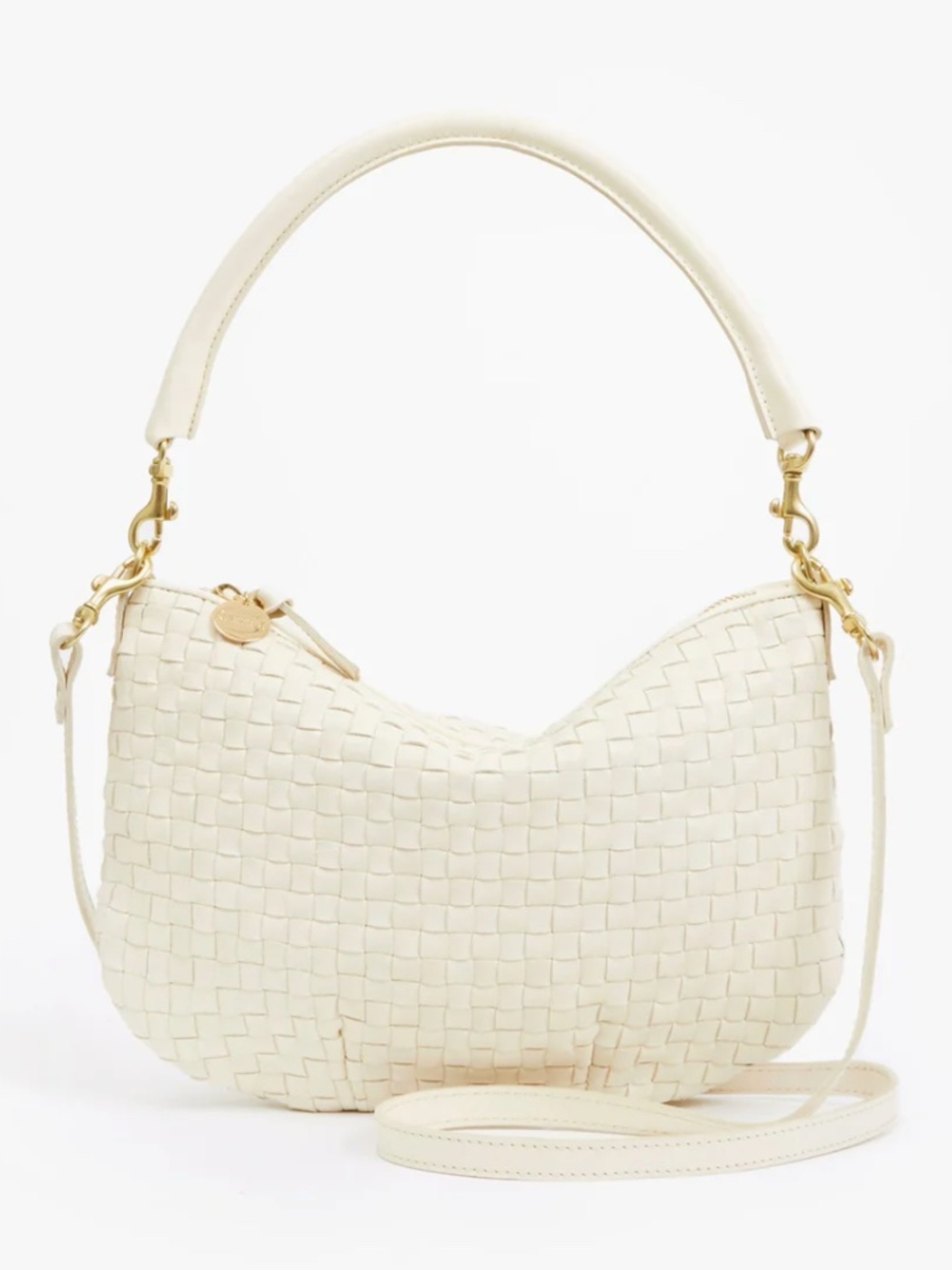Clare V. Petit Moyen Cream Woven Checker